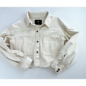 7 For All Mankind crop pleated jacket cream size Large Junior